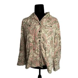 Alfred Dunner Beige Paisley Jacket, Size 12P, Pre-owned